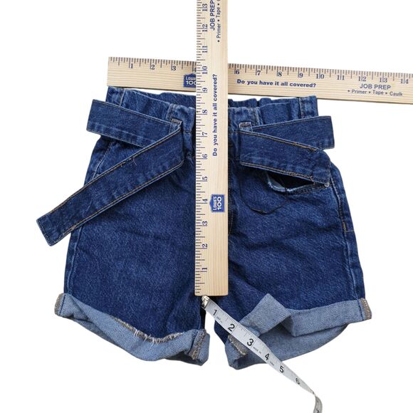Denim & Co Tie Waist Jean Shorts Girls 5-6 Blue Cuffed Hem Kids NWOT - Picture 4 of 7